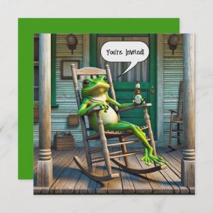 Invitación Rana verde en la fiesta de cumpleaños