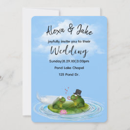 Invitación Ranas bodas en la almohadilla Lily con corazones