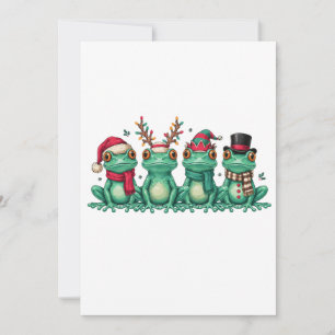Invitación Ranas de Navidad con sombrero de Santa y cuernos d
