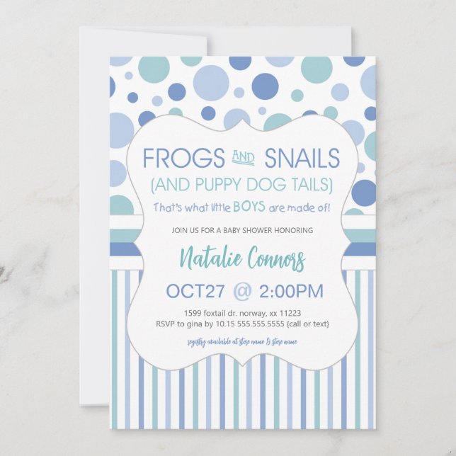 Invitación Ranas y caracoles Baby Shower (Anverso)