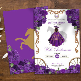 Invitación Ranchera occidental Rosa púrpura Quinceanera
