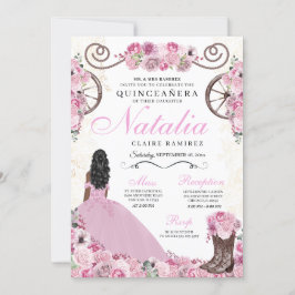 Invitación Ranchero rosa Rubor vestido de princesa Quinceaner