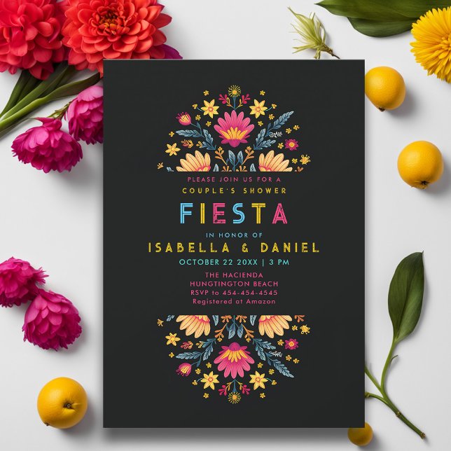 Invitación Rancho mexicano Fiesta Rústico Ducha de Boda (rancho mexican wedding couple shower invitation hacienda bright flowers elegant coed fiesta bridal)