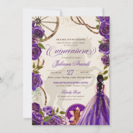 Invitación Rancho occidental morado Charro Quinceanera
