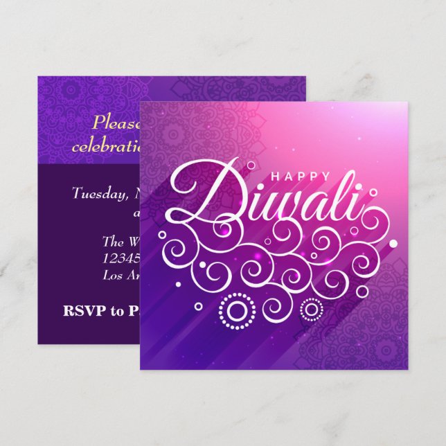 Invitación Ranggoli Feliz Diwali (Anverso / Reverso)