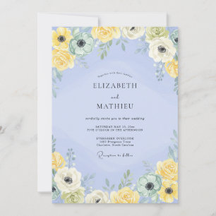 Invitación Ranúnculo Amarillo Periwinkle Eucalipto Polvorient