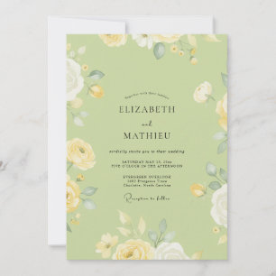 Invitación Ranúnculo Amarillo Pistacho Boda de Salvia