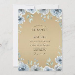Invitación Ranúnculo de acero ocre Eucalipto Boda