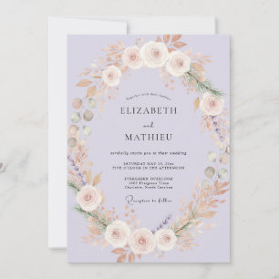 Invitación Ranúnculo de Champán Periwinkle Suave Eucalipto No