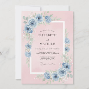 Invitación Ranúnculo de Cuarzo de Aciano Boda de Eucalipto