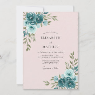 Invitación Ranúnculo Rosa Pizarra Boda De Eucalipto