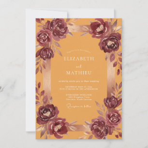 Invitación Ranúnculos Eucalipto Vino Ocra Boda