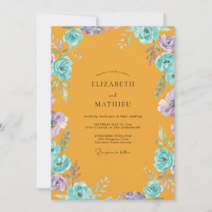 Invitación Ranunculus Acuática Mostaza Gris Eucalipto Boda