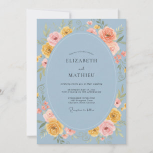 Invitación Ranunculus Amarillo Periwinkle Gris Eucalipto Wedd