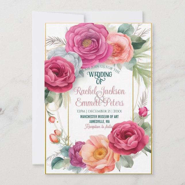 Invitación Ranunculus Boda Romántico Marco de vegetación flor (Anverso)