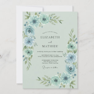 Invitación Ranunculus con Hojas de Espuma de Mar para Boda