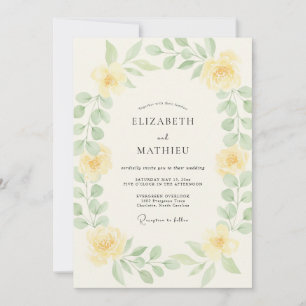 Invitación Ranunculus con Hojas de Mantequilla para Bodas
