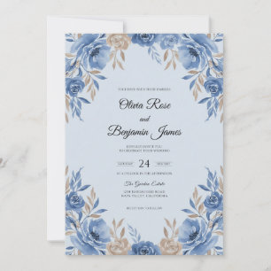 Invitación Ranunculus de Botón de Oro y Eucalipto para Boda C