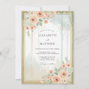 Invitación Ranunculus de Champagne de Albaricoque Bodas de Eu