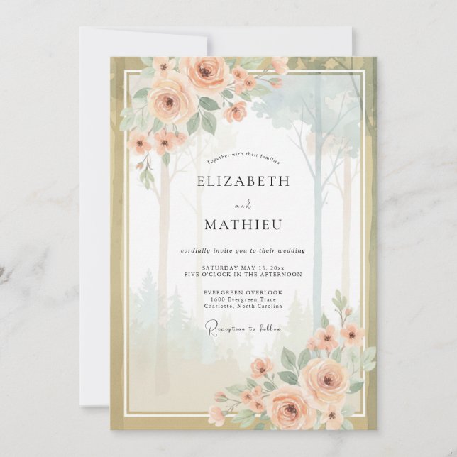 Invitación Ranunculus de Champagne de Albaricoque Bodas de Eu (Anverso)