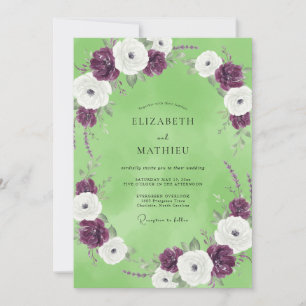 Invitación Ranunculus de ciruela pistacho y eucalipto para bo