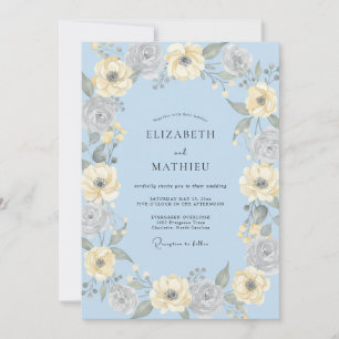 Invitación Ranunculus de Eucalipto Amarillo Mantequilla para 
