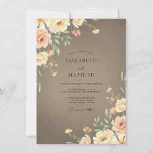 Invitación Ranunculus de Eucalipto en Crema Beige para Boda