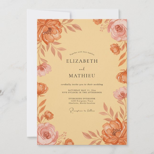 Invitación Ranunculus de mantequilla de albaricoque y eucalip (Anverso)