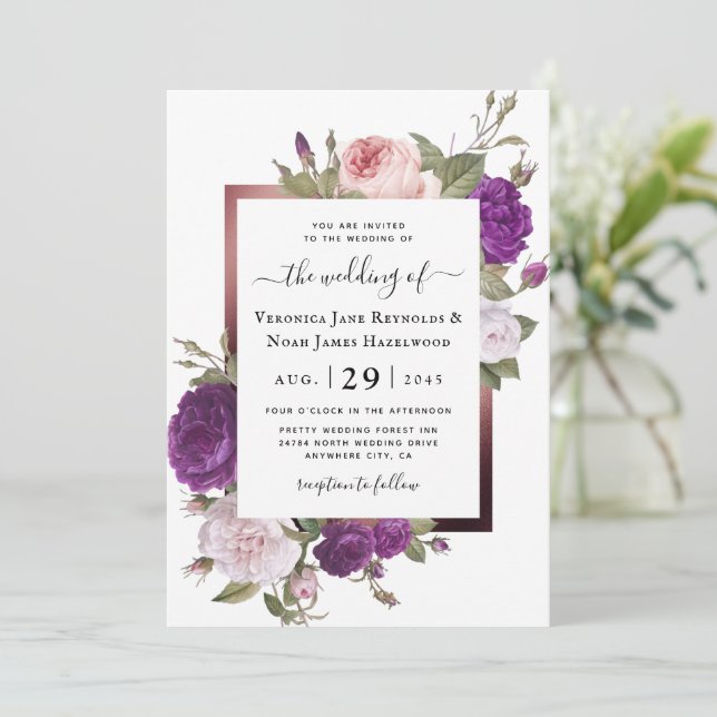 Invitación Ranunculus Gold Frame Florals (Anverso de pie)