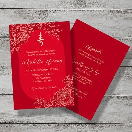 Invitación Ranunculus Longevidad China (Shou) Cumpleaños