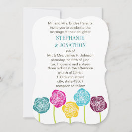 Invitación Ranunculus Rosa Verde azulado Boda amarillo rosado