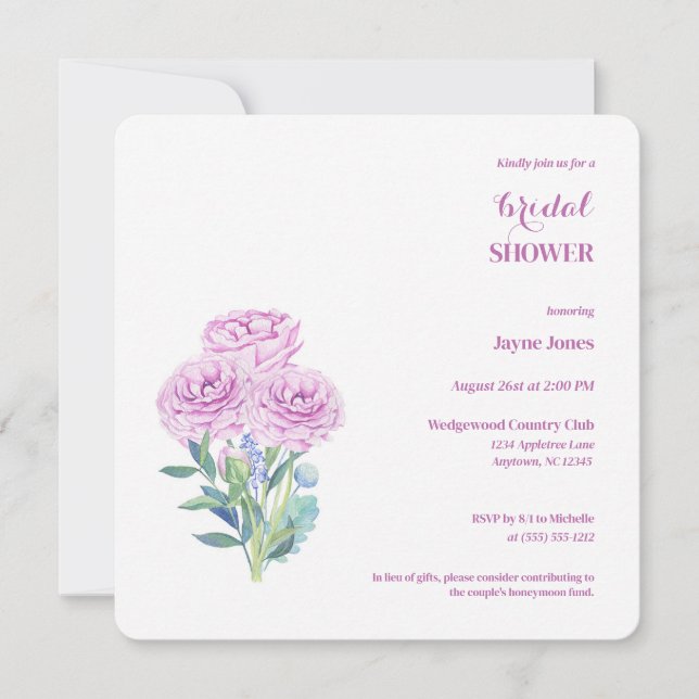 Invitación Ranunculus y Anemones Personalizable Bridal Shower (Anverso)