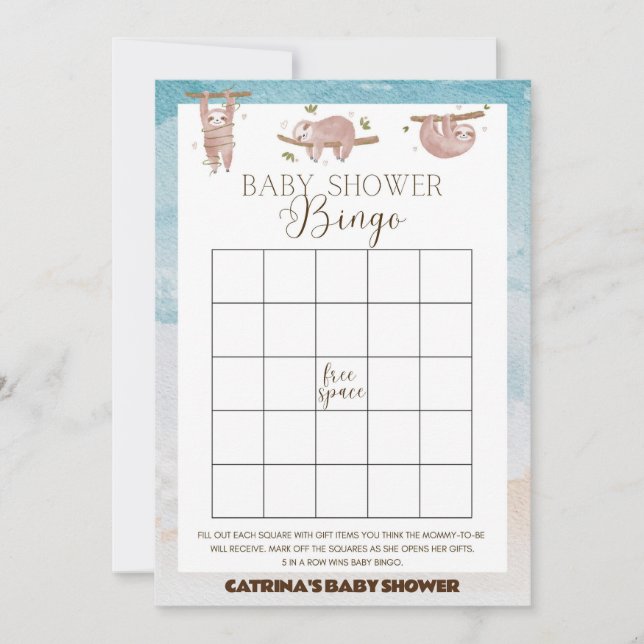 Invitación Ranura Baby Shower - Nombre editable, 5x7 (Anverso)