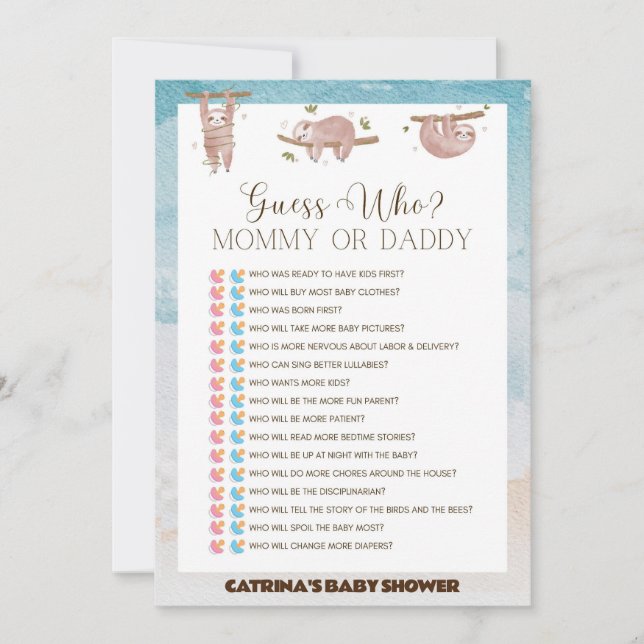 Invitación Ranura Baby Shower - Nombre editable, 5x7 (Anverso)