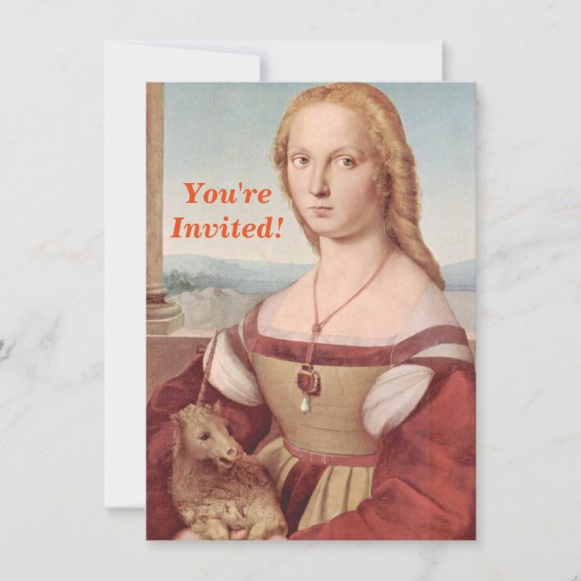 Invitación Raphael Lady y Unicorn Classic (Anverso)