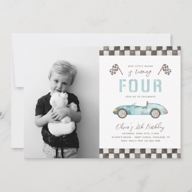 Invitación rápida de cumpleaños | 4.ª Carreras (Anverso)