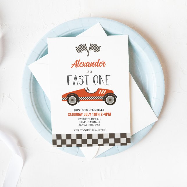 Invitación rápida de cumpleaños de un coche de raz (Subido por el creador)