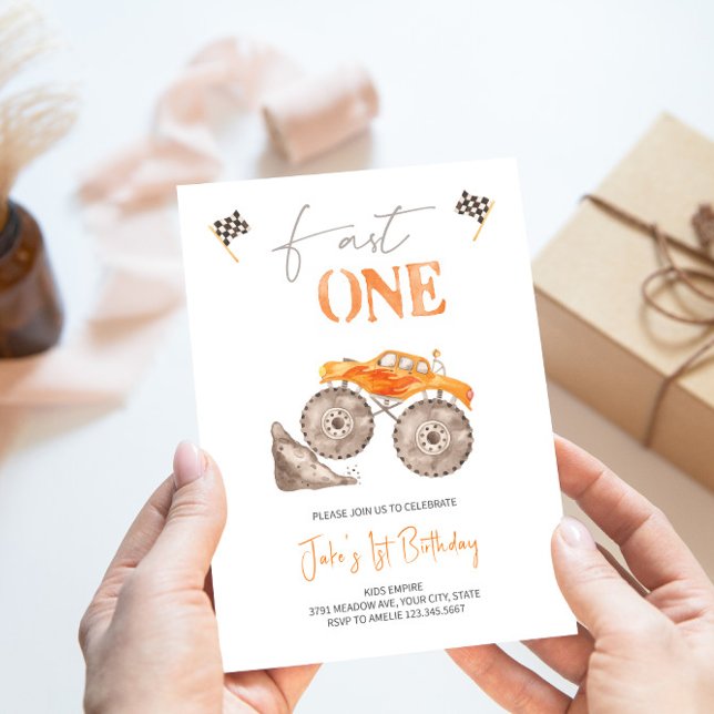 Invitación rápida del camión monstruo naranja  (Subido por el creador)