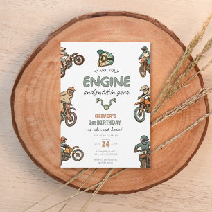 Invitación Rápido, niño de moto de cross cumpleaños 1