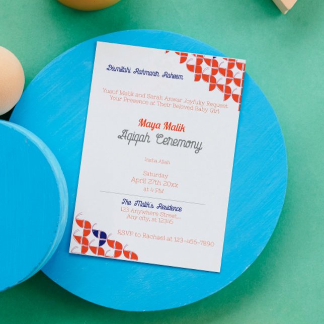 Invitación RÁPIDO Patrón Naranja blanco, Aqiqah Baby Shower (Subido por el creador)