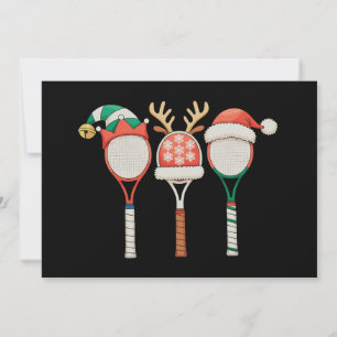 Invitación Raqueta de Tenis Cuernos de Reno Gorro de Santa Na