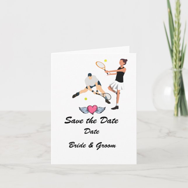 Invitación Raqueta de tenis y bola Boda de novia y Groom (Anverso)