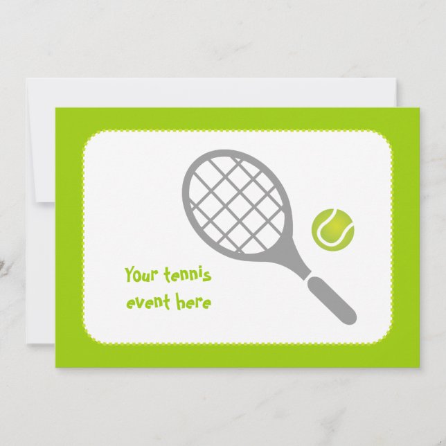 Invitación Raqueta de tenis y personalizado de pelotas (Anverso)