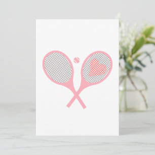 Invitación Raquetas De Tenis Del Corazón Pastel Y Diseño De B