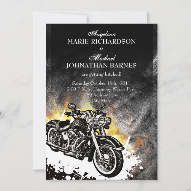 Invitación rara de la boda del cuero y del (Anverso)
