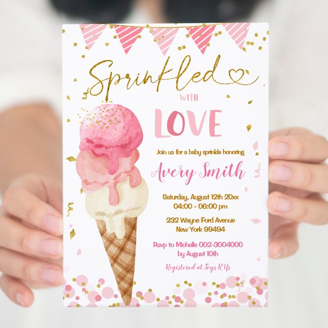 Invitación Rascado con amor Baby Shower Crema De Hielo Rosa (Subido por el creador)