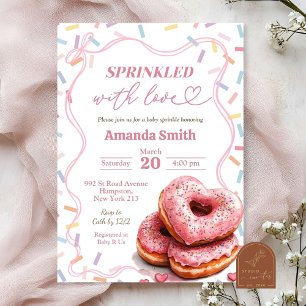 Invitación Rascado con amor Baby Shower de donut rosado