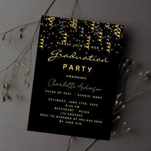 Invitación Rasgos de oro negro para el partido de graduación