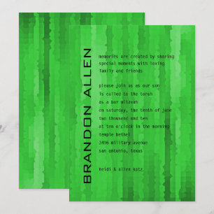 Invitación Rasgos del Techno verde brillante del bar Mitzvah