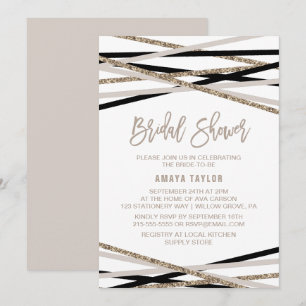 Invitación Rasgos negros e marfileños ducha de novia